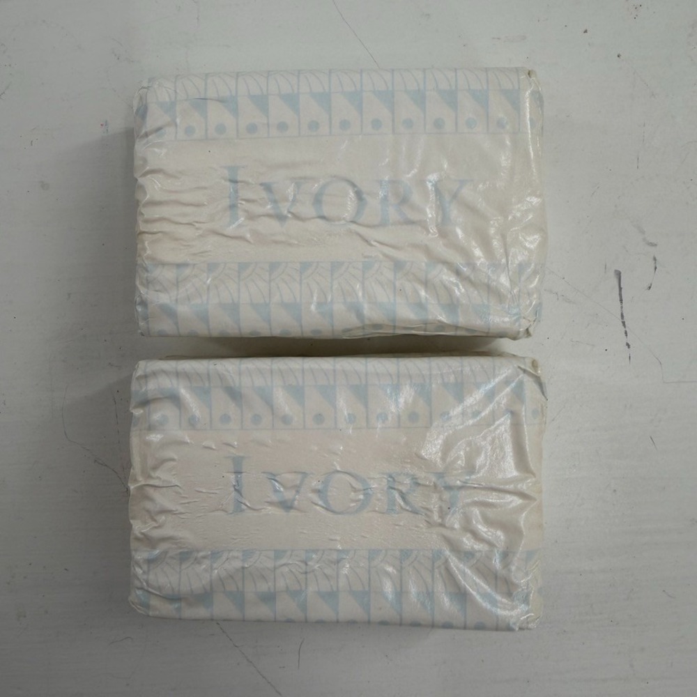 Vintage Ivory Soap Bars Set of 2 NOS White and Blue Wrapper